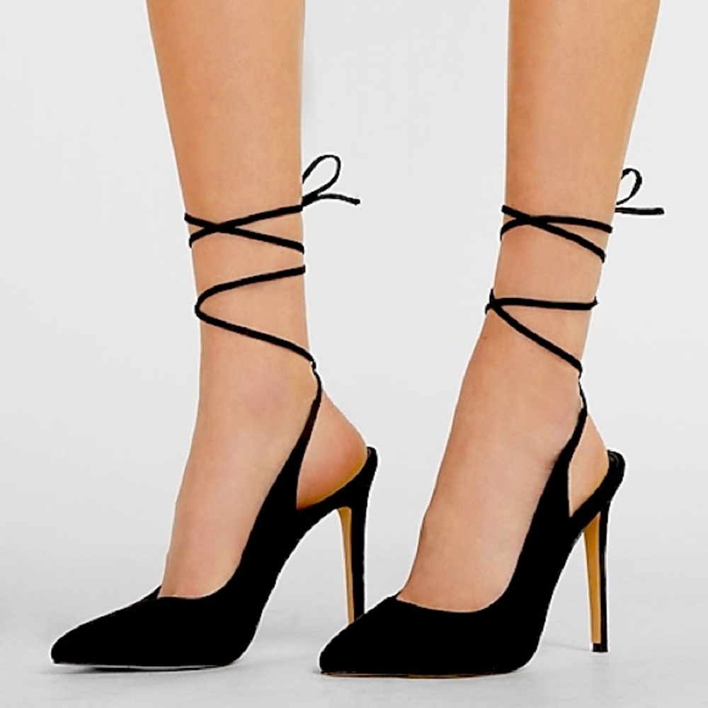 Black Heels Lace-Up Pumps: BRAND NEW WITH TAGS, SIZE 7